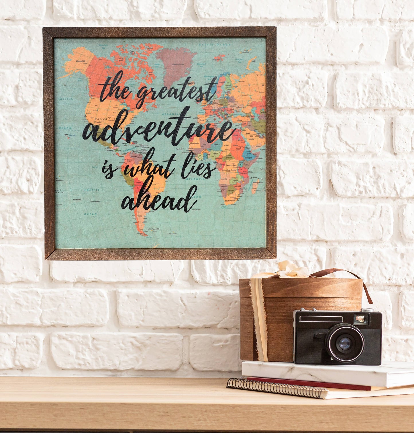 10x10 The Greatest Adventure Is What Lies Ahead Map Wall Art