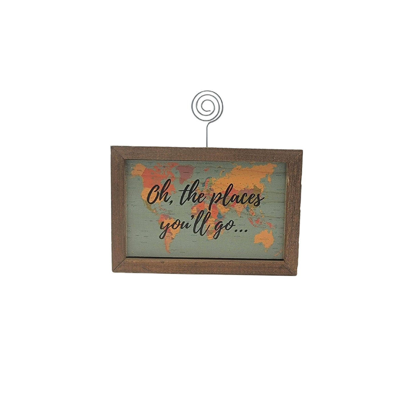 6X4 Tabletop Picture Frame Block - Oh The Places Map Sign